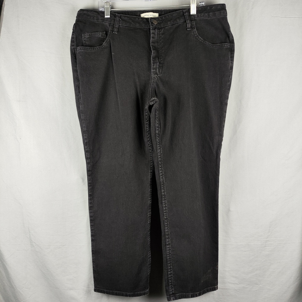Riders Jeans Womens 20W P Gray Charcoal Wash High Rise Relaxed Straight Denim